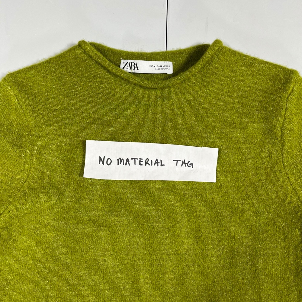 Zara Preppy Old Money Fisherman Rollneck Knit Sweater Chartreuse Cropped Medium - Picture 8 of 8